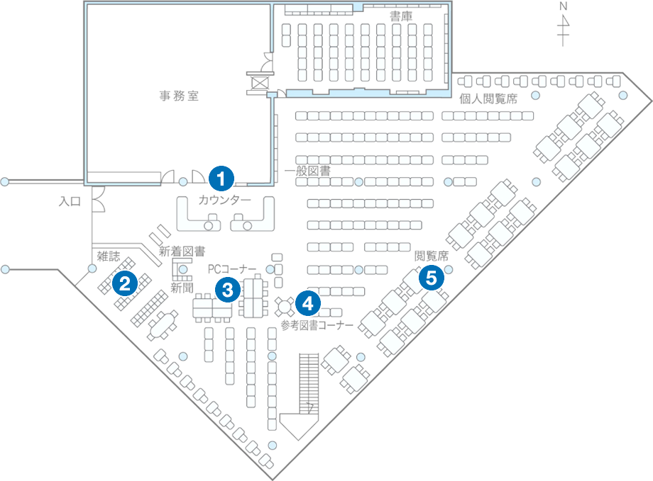 仁愛大学附属図書館 1階フロアマップ
